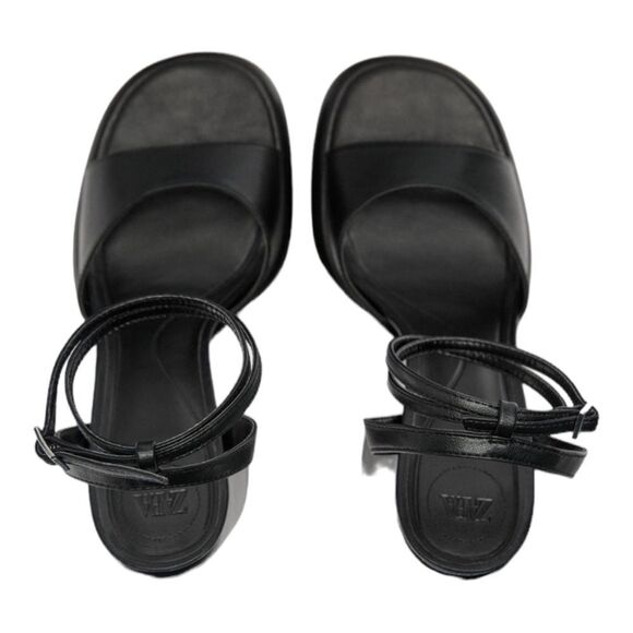 ZARA | Black | CHUNKY HIGH HEELED PLATFORM SANDALS - Picture 5 of 11